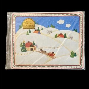 Lot of 8 - 11 1/4" x 14 1/4" - Vintage Hallmark Christmas Scene Paper Placemats